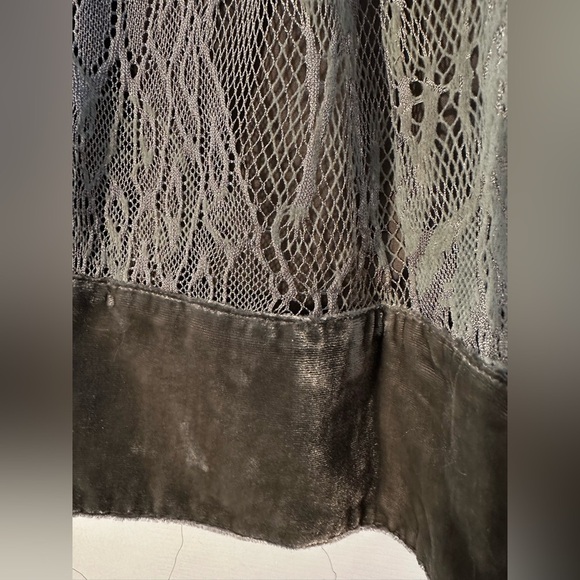 KIMCHI BLUE UO 7 Washable Skater Skirt US 10 Silver Green Lurex LACE Velvet NEW - Picture 3 of 12